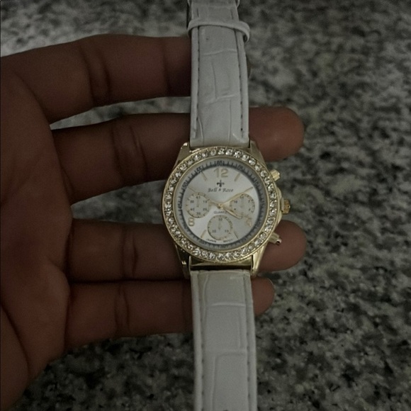 Bell & Ross White and Gold Chronograph Watch with Crystal Bezel